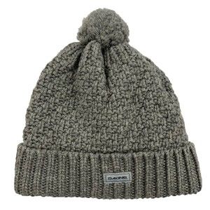 DAKINE Beanie Ski Hat Acrylic Wool Winter Cap Fleece Lined Pom Pom Gray Knit